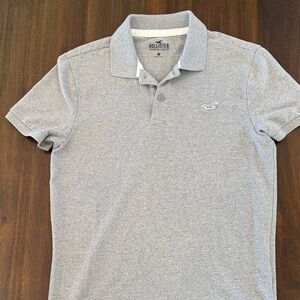 Hollister Men's Light Grey Heather Polo Shirt